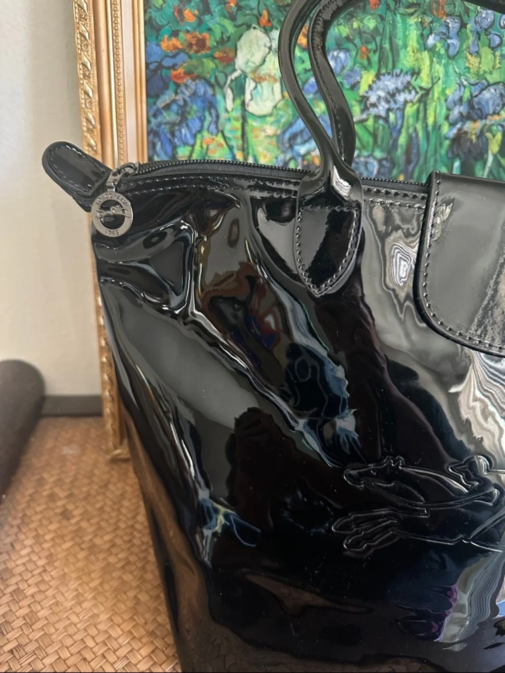 Longchamp Black Patent Le Pliage Tote - Picture 3 of 7
